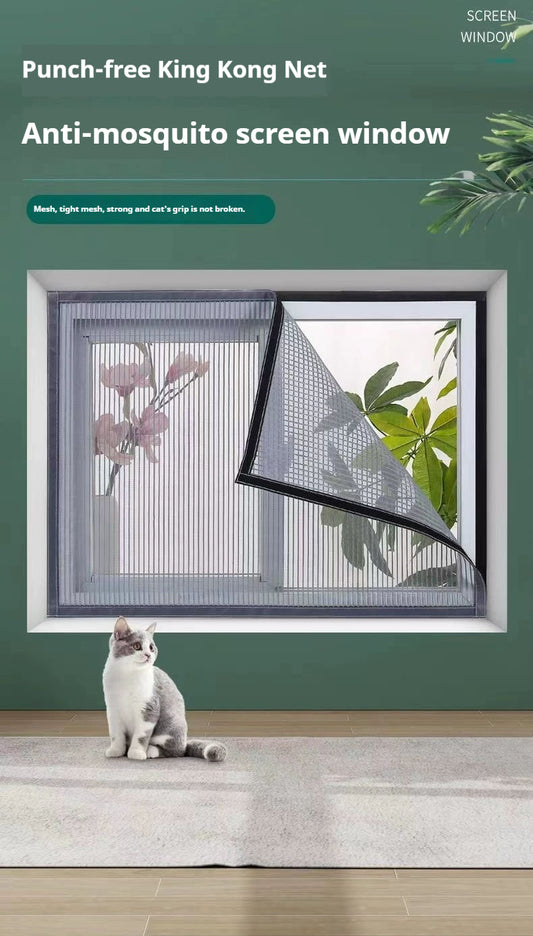 Household diamond mesh window screen, anti-mosquito window screen, self-adhesive Velcro free perforated screen, simple self-loading detachable