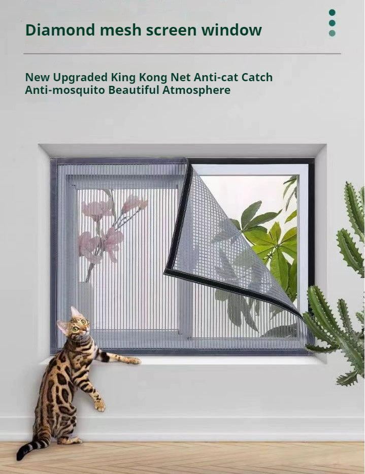 Household diamond mesh window screen, anti-mosquito window screen, self-adhesive Velcro free perforated screen, simple self-loading detachable